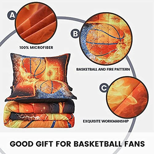 Litanika Basketball Comforter Queen (90x90in), 3 Pieces 2