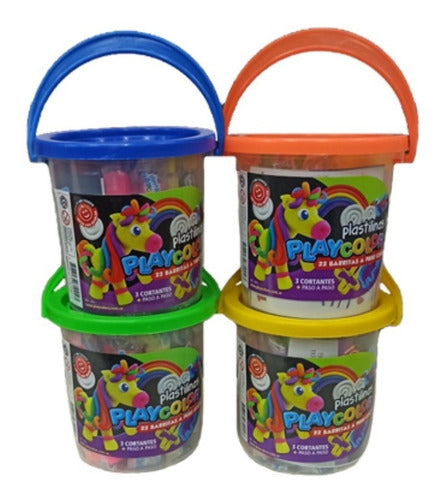 Baldecito De 22 Barritas De Plastilina Playcolor + 3 Cortant 1