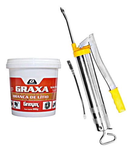 Kit Bomba De Graxa 500g Manual Mais Graxa Branca Lítio 900g 0