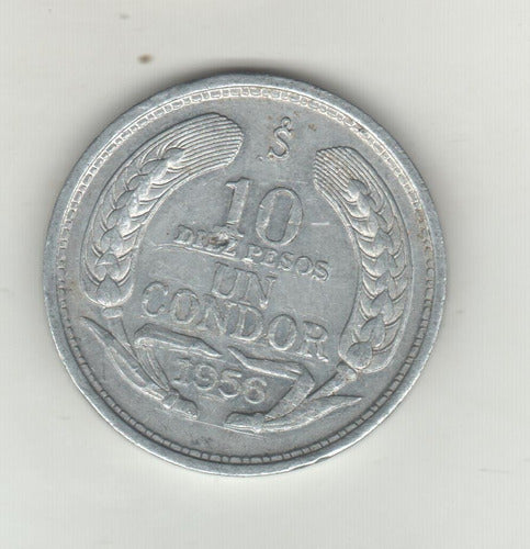 Chile Moneda De 10 Pesos Año 1956 - Km 181 - Vf 0