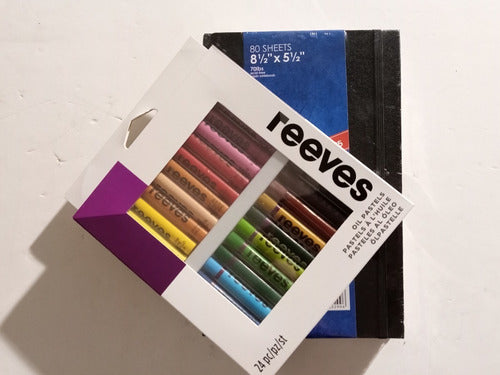 Reeves Oil Pastel Set of 24 Colors + 13x20 cm 80 Sheets 110gsm Block 0