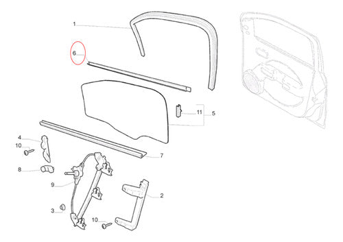 Fiat Moldura Vidrio Exterior Der for Uno Way 2014 to 2021 1