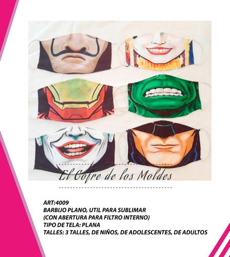 MoldeArte Digital Flat Mask Template Pack 3 Sizes 1