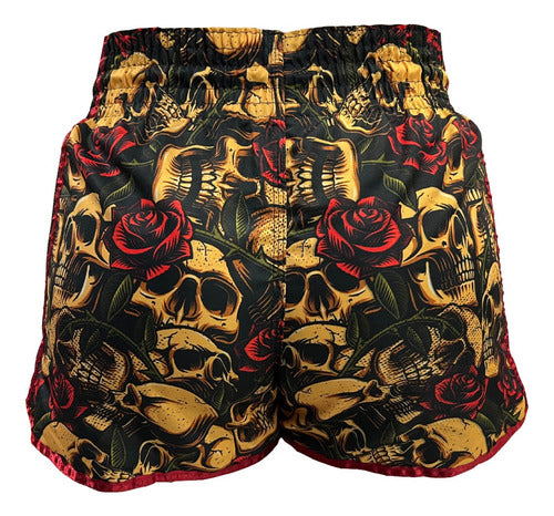 Short Muay Thai Luta Mma  Rose Skull Unissex Pro Top Vgarbe 2