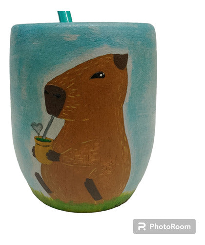 Wooden Mate Cup (Capybara Drinking Mate) 0