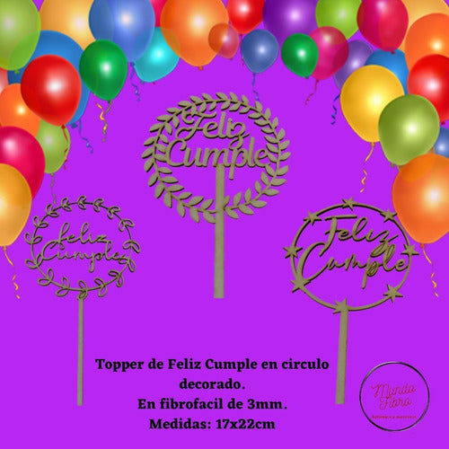 Mundo Fibro Topper Feliz Cumpleaños Circulo Fibrofacil 4