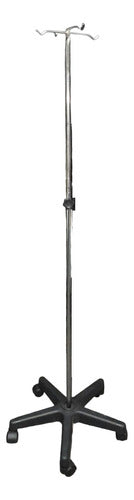 Ortopedia 9 de Julio Chromed Suero Stand with Wheels, Adjustable Height and 4 Hooks 1