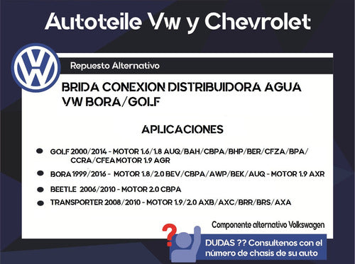 Autoteile Brida Conexion Distribuidora Agua VW Bora Golf Transporter 2