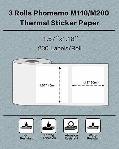 Phomemo 3 Rollos Etiquetas Papel Termico 40x30mm Para Mini Impresora 1