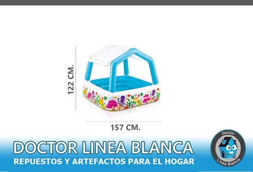 Intex Inflatable Pool with Canopy 157x157x122 cm + Pump 1