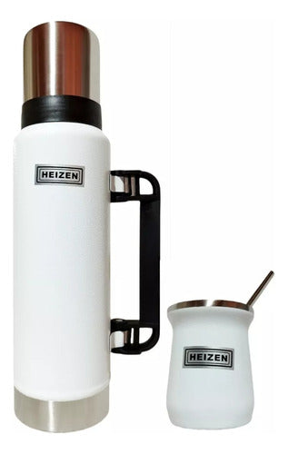 HEINZE Classic Stainless Steel Thermos 1.2L + Mate 236ml + Straw 0