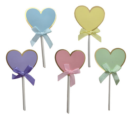 Colores Toppers 5 Corazon Pastel Feliz Cumpleaños Decoracion Torta 0