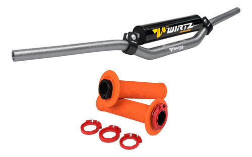 Wirtz W3D 28mm Low Gray Handlebar + Orange Lock-On Grips 0