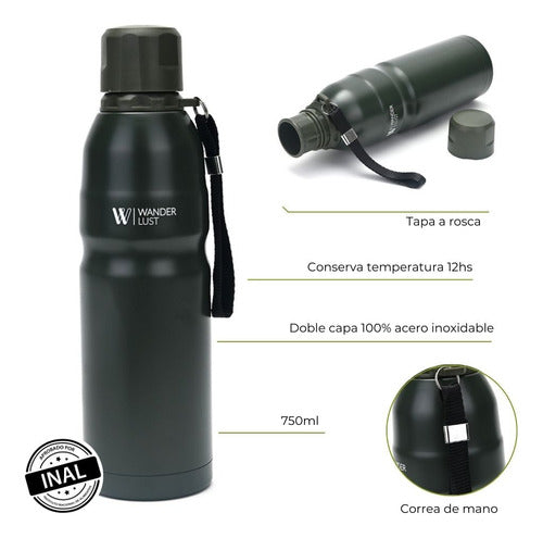 Wanderlust Thermal Bottle 750ml Stainless Steel Double Layer 1