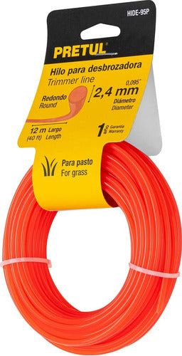 Tanza Bordeadora Redonda 2.4mm Naranja Pretul Rollo 12mt 0