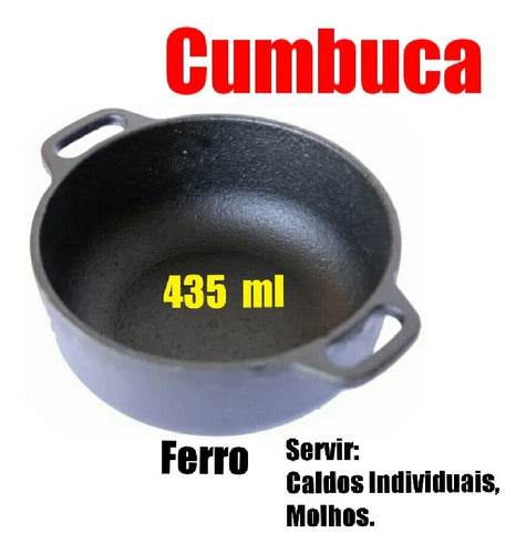 Panelinha Molheira De Ferro Fundido 435ml+ Tampa Ferro 7