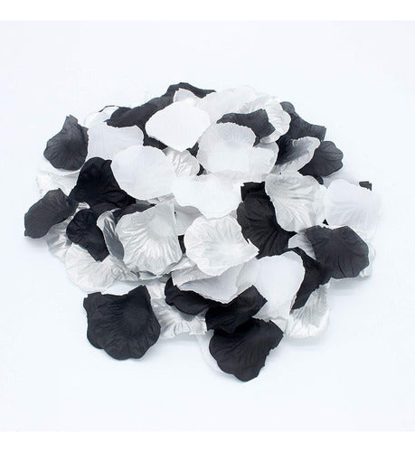 900pcs Plata Negro Blanco Flores Artificiales Seda Rosa Péta 2