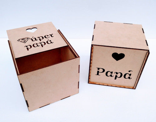 Set of 10 Laser Cut 15x15x15cm Wooden Boxes with Exclusive Designs for Father's Day 1