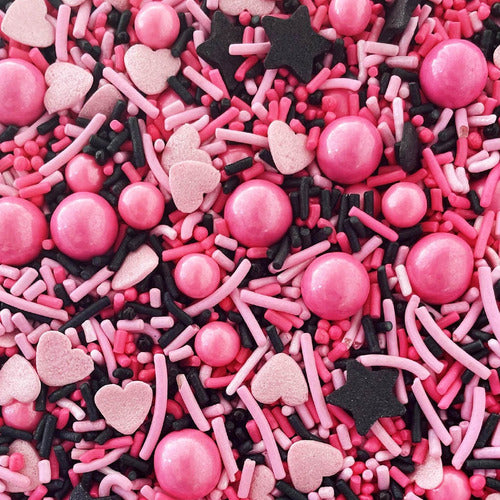 Barbie Sprinkles Mix - Pink, Black, Fuchsia Hearts and Pearls 0