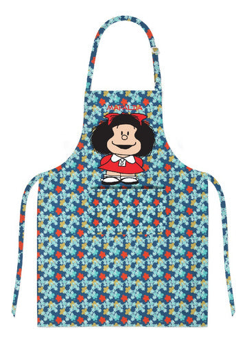 I Love Gifts Mafalda Floral and Checkered Silhouette Apron 0