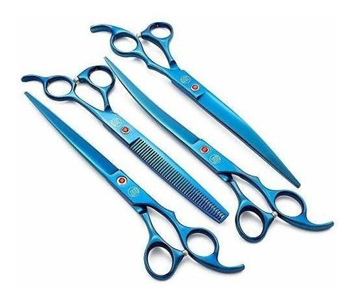 Set De Tijeras Para Peluqueria Canina 8 Pulgadas Azul 2