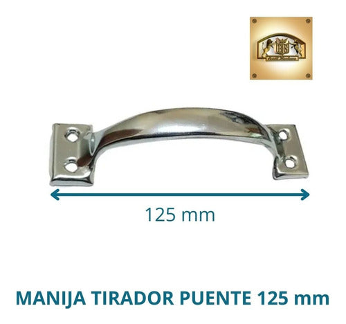 Manijas Puente Tirador Cajón Mueble 125mm Chapa Zinc. X 12 2