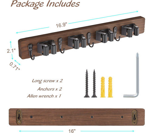 Soporte Pared Suministros Limpieza Jardín De Madera 5