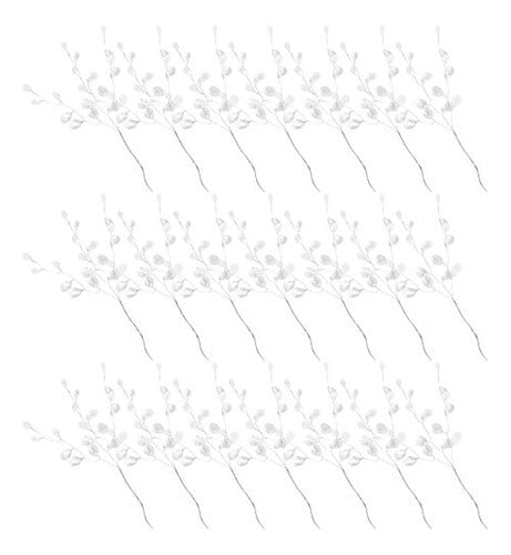 Kisangel 50 Pieces Artificial Flower Stem with Beads D 0