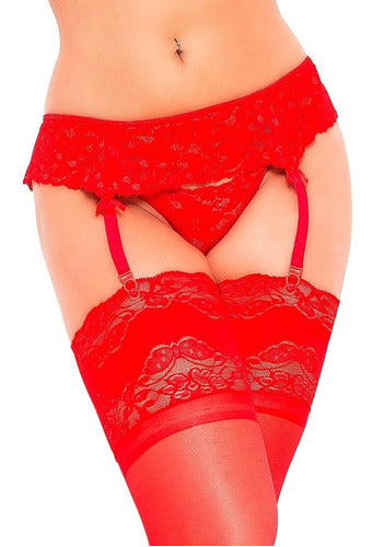 Malena Fantasy Lingerie Suspender Belt and Stockings Set 7