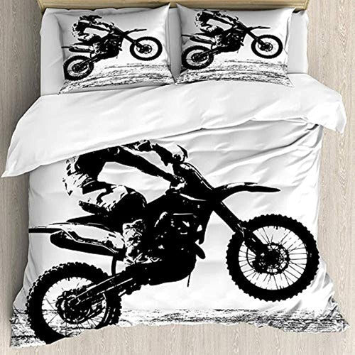 Pintoresco 3d Motocicleta Dirt Bike Ropa De Cama Edredón Fun 1