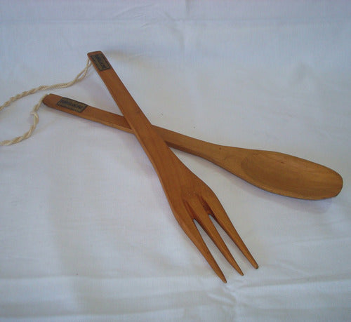 Bariloche Set of Handcrafted Wooden Spoon and Fork - Rustic Style 0