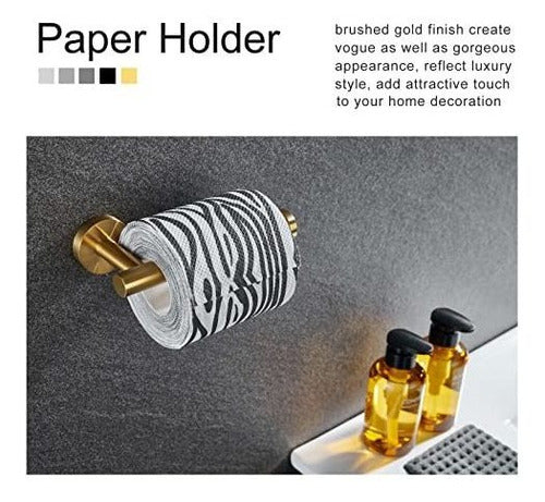 Toilet Paper Holder Brushed Gold - Aplusee SUS304 Stainless Steel Round TP Hanger 1