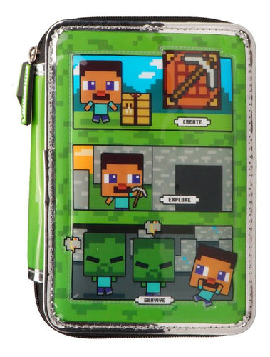 Cresko Double Compartment School Pencil Case Minecraft Original 0