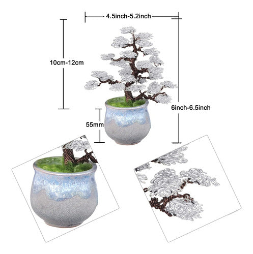 Amogeeli Bonsái Artificial Árbol Alambre Aluminio Con Maceta 1