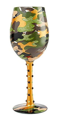 Enesco Designs By Lolita Camo Artisan Wine Glass, 1 Unidad 0