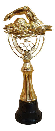 Trofeo Plástico Natación Grande Columna Baja 25cm Souvenir 0