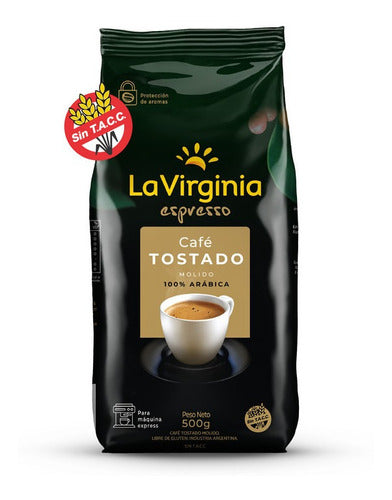 La Virginia Espresso Cafe Tostado Molido 500gr X 12 Unidades 1