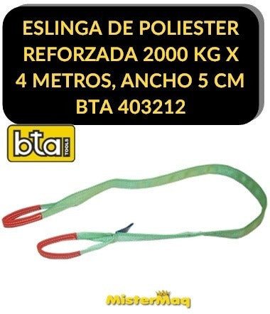 Bta Tools Reinforced Polyester Sling 2000kg X 4m X 5cm BTA 403212 1