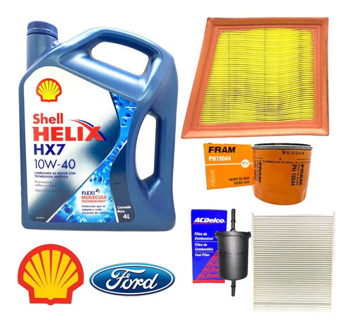 Kit 4 Filtros + Aceite Shell Hx7 Ecosport Ka Fiesta Kinetic 0