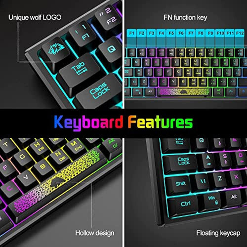 60 % De Teclado Y Mouse Para Juegos, Teclado Para Juegos Con 1