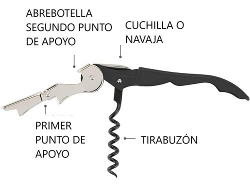 Folding Two-Step Manual Corkscrew Bartender Double Lever Bar 1