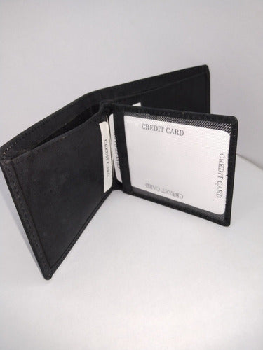 Compact Leather Mini Wallet - Ideal for Pocket - 7.5x10cm - Black 9