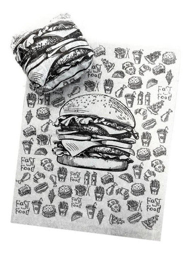 Papel Envolver Hamburguesa Con Diseño 0