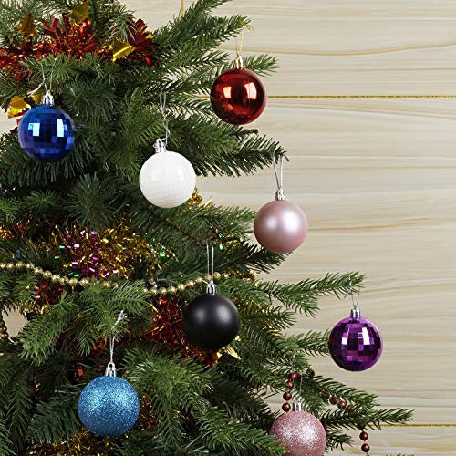 Emopeak 24PCS Christmas Balls Ornaments for Xmas Christmas Tree - 4 Style Shatterproof Christmas Tree Decorations Hanging Ball for Holiday Wedding Party Decoration (2.4/6.2cm, Lake Blue) 4