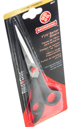 Mundial Red Dot Micro-Serrated Barber Shop Cutting Scissors 7 1/2'' 663 1