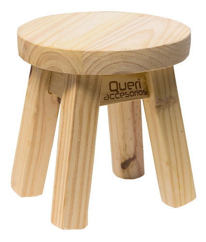 Queri Accesorios Banquito Taburete Silla De Pino Natural 30cm Alto Redondo 5