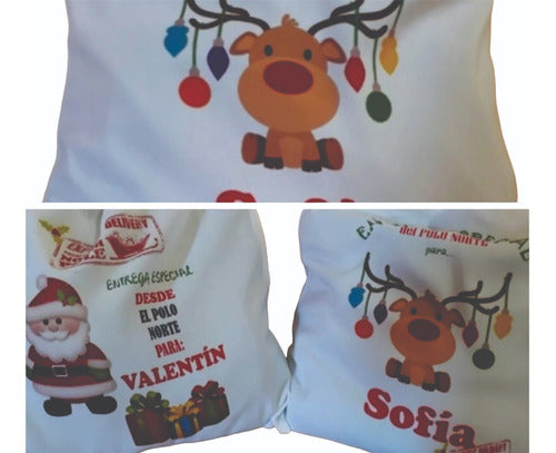 Bolsa Costal  Navidad De Tela Personalizada 45cmx45cm 2u. 0