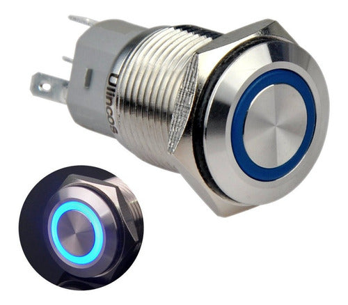 Informatica San Isidro Metal Push Button with Retention 16mm - 12V Blue LED 0