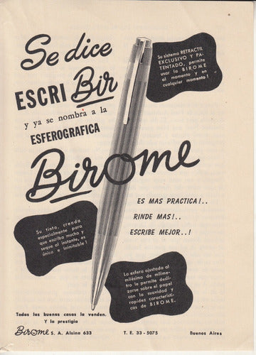 3 Hojas Con Publicidad De Birome Boligrafos Vintage Años 40 0