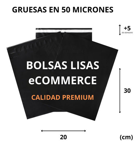 Premium Black Plain Ecommerce Bags 20x30 No.1 - Pack of 100 1